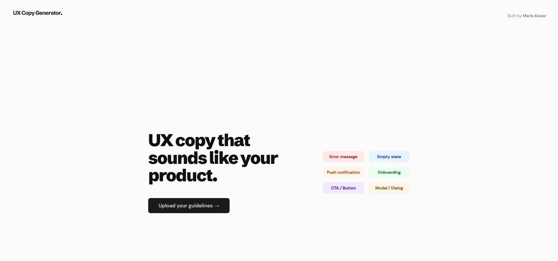 UX Copy Generator preview